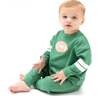 Cozy Drop Sleeve Sweatshirt with Varsity Stripes, Green Football - Sweatshirts - 2