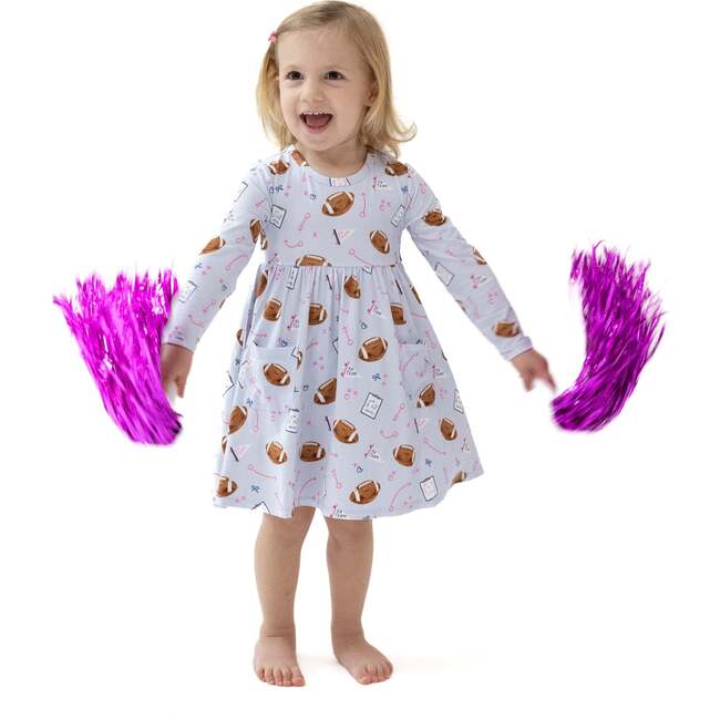 Twirly Long Sleeve Dress, Lilac Football - Dresses - 2