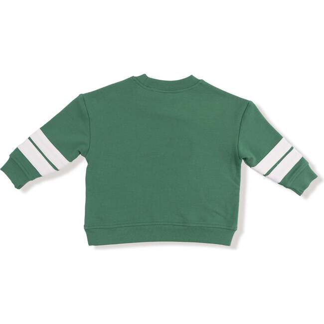 Cozy Drop Sleeve Sweatshirt with Varsity Stripes, Green Football - Sweatshirts - 3