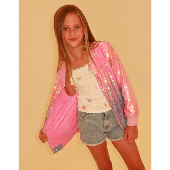 Bubble Gum Shimmer Sequin Bomber - Jackets - 3