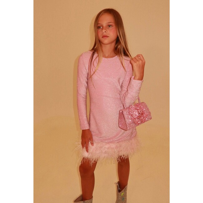 Pink Shimmer Feather Dress - Dresses - 3