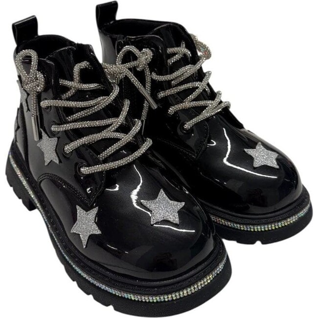 Black Rainbow Shimmer Stars Boots - Boots - 4