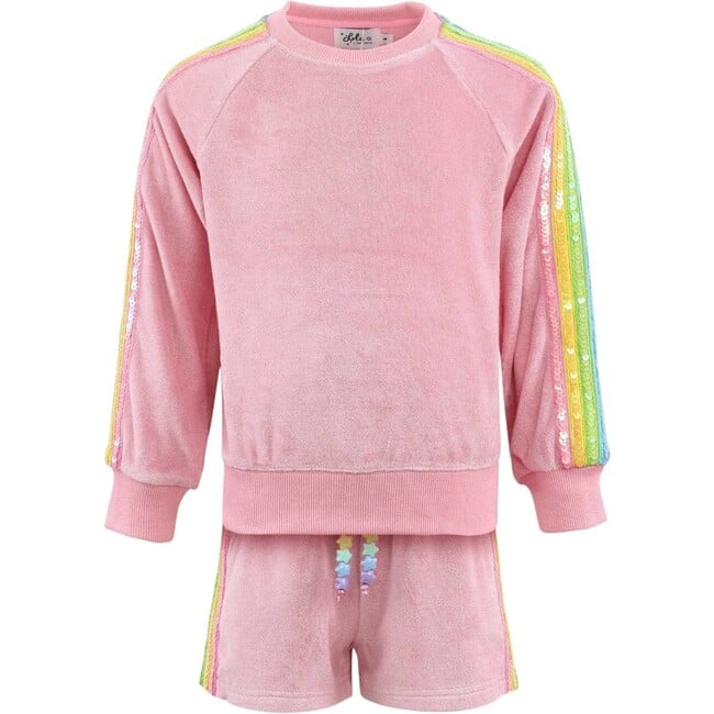 Pink Rainbow Sequin Stripe Short Set