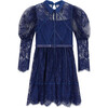 Monroe Lace Sleeve Mini Dress, Navy - Dresses - 1 - thumbnail