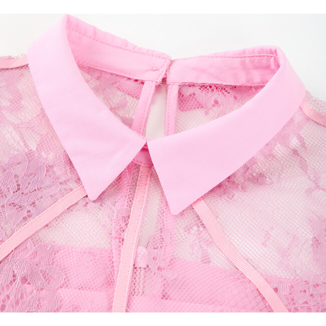 Monroe Lace Mini Dress, Candy Pink - Dresses - 3