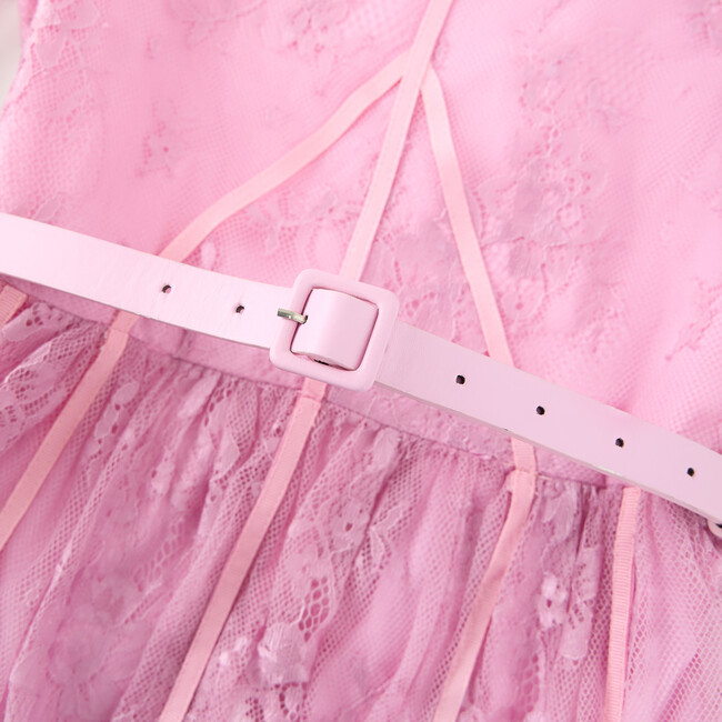 Monroe Lace Mini Dress, Candy Pink - Dresses - 4