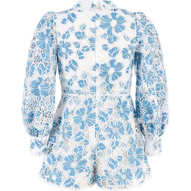Lori Embroidered Romper, Blue - Rompers - 2