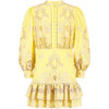 Charm Embroidered Mini Dress, Yellow - Dresses - 1 - thumbnail