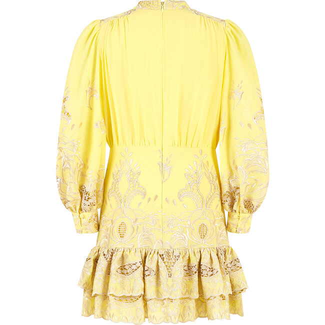 Charm Embroidered Mini Dress, Yellow - Dresses - 2