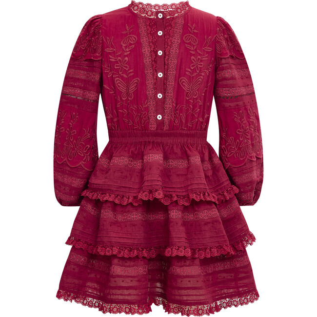 Betty Embroidered Sleeve Mini Dress, Berry