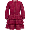 Betty Embroidered Sleeve Mini Dress, Berry - Dresses - 1 - thumbnail