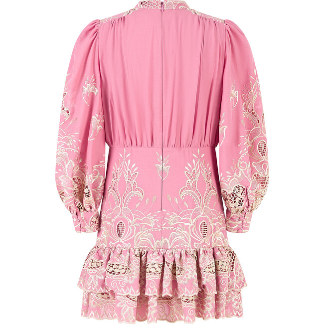 Charm Embroidered Mini Dress, Rose Pink - Dresses - 2