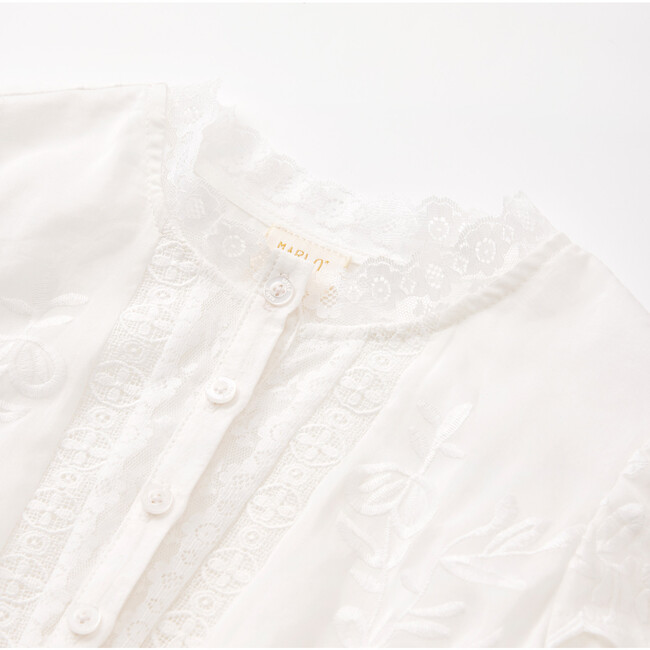 Betty Embroidered Mini Dress, Ivory - Dresses - 3