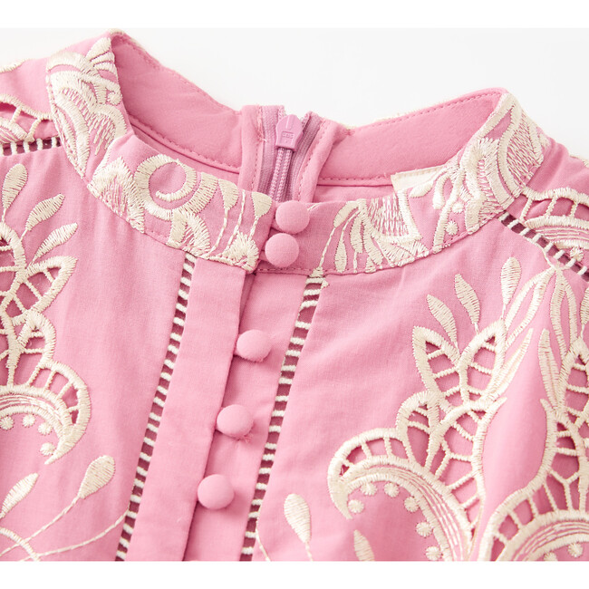 Charm Embroidered Mini Dress, Rose Pink - Dresses - 3