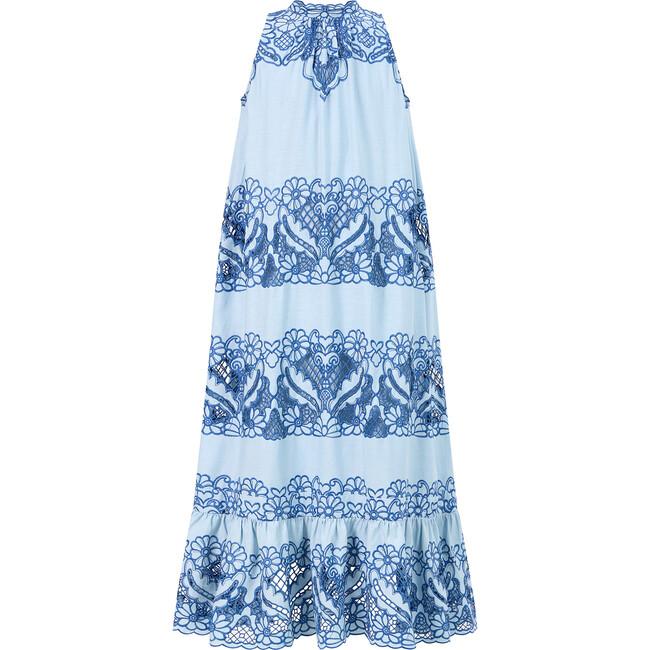 Annie Embroidered Maxi Dress, Powder Blue