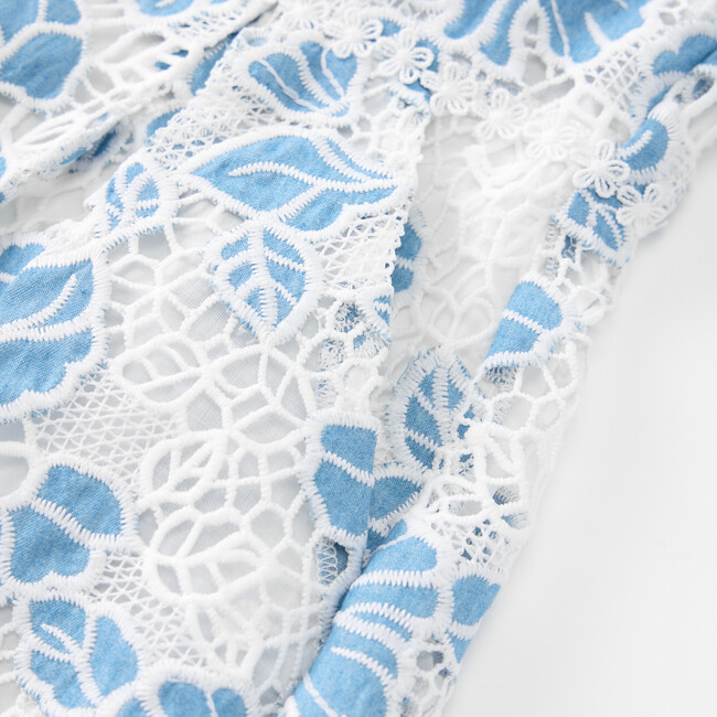 Lori Embroidered Romper, Blue - Rompers - 8
