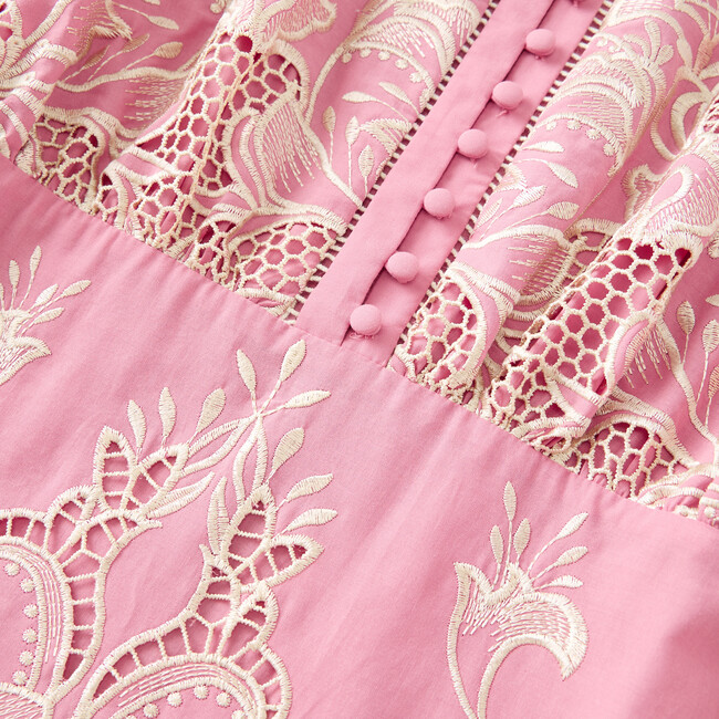 Charm Embroidered Mini Dress, Rose Pink - Dresses - 4