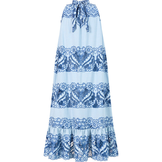 Annie Embroidered Maxi Dress, Powder Blue - Dresses - 2