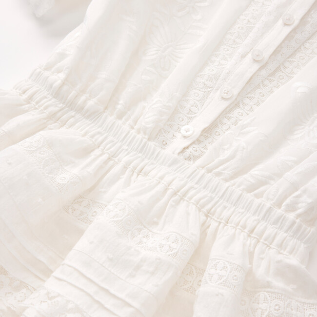 Betty Embroidered Mini Dress, Ivory - Dresses - 6