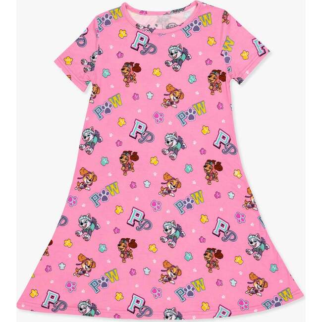 PAW Patrol: Varsity Pink Bamboo Girls' Short Sleeve Dress, Pink
