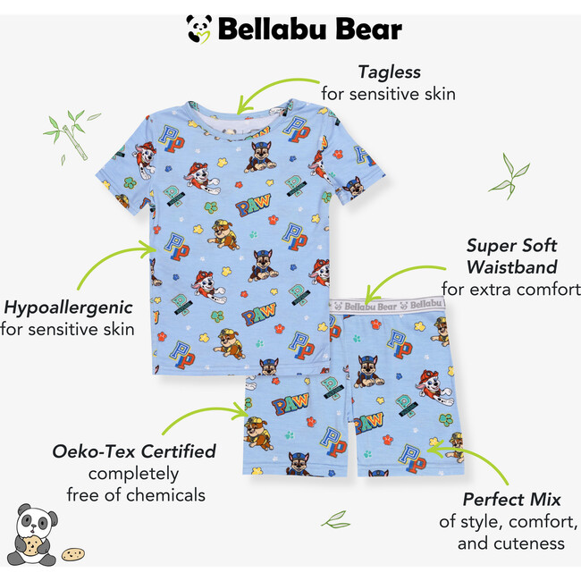 PAW Patrol: Varsity Blue Bamboo Kids Pajama Short Set, Blue - Pajamas - 2