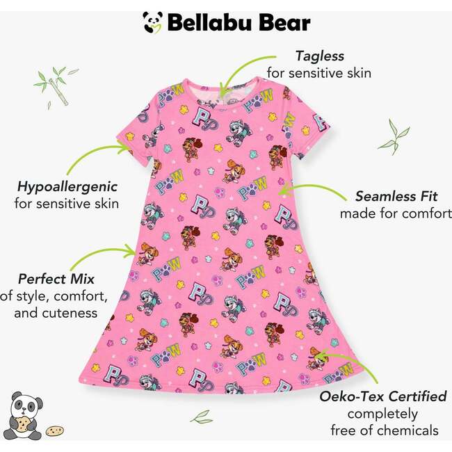PAW Patrol: Varsity Pink Bamboo Girls' Short Sleeve Dress, Pink - Dresses - 2