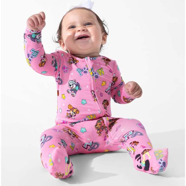 PAW Patrol: Varsity Pink Bamboo Convertible Footie, Pink - Footie Pajamas - 7