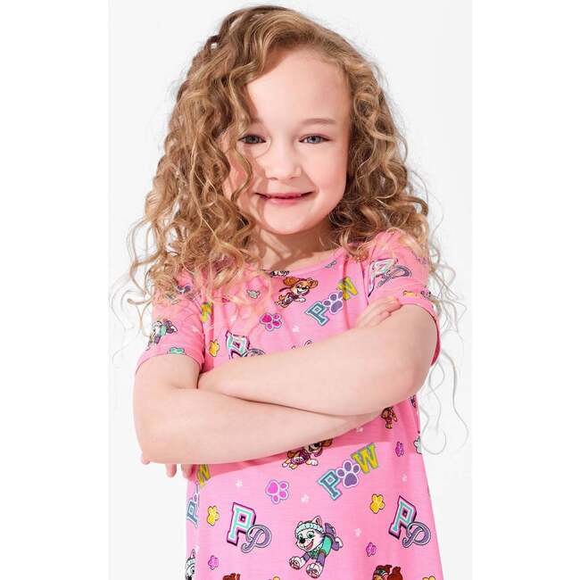 PAW Patrol: Varsity Pink Bamboo Girls' Short Sleeve Dress, Pink - Dresses - 3