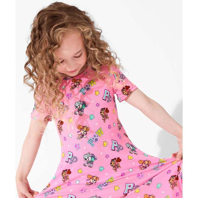 PAW Patrol: Varsity Pink Bamboo Girls' Short Sleeve Dress, Pink - Dresses - 5