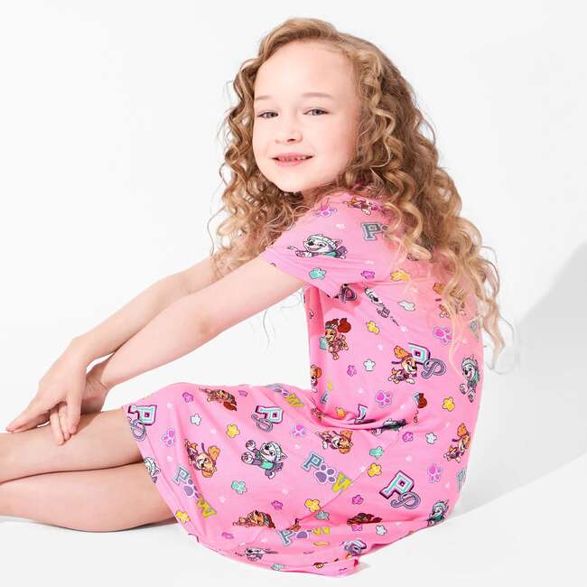 PAW Patrol: Varsity Pink Bamboo Girls' Short Sleeve Dress, Pink - Dresses - 6