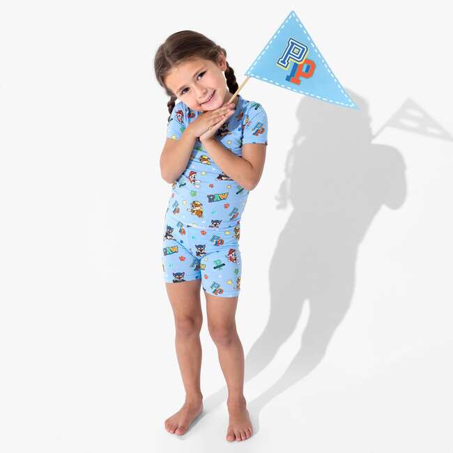PAW Patrol: Varsity Blue Bamboo Kids Pajama Short Set, Blue - Pajamas - 7