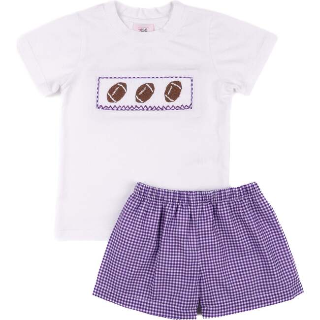 Purple Gingham Football, Wyatt Short Set