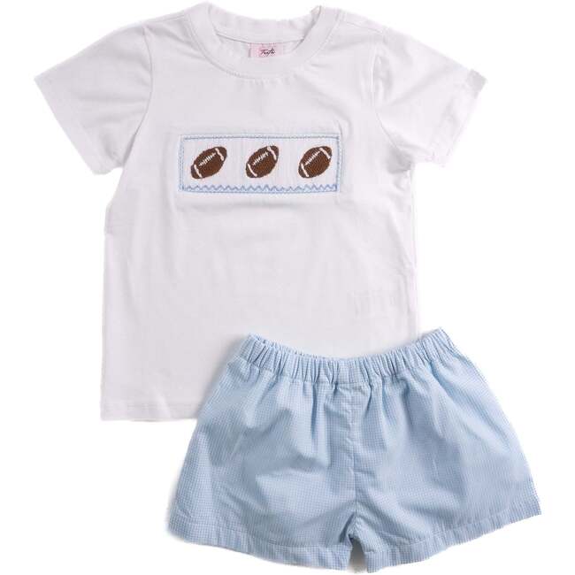 Football Blue Gingham, Wyatt Short Set