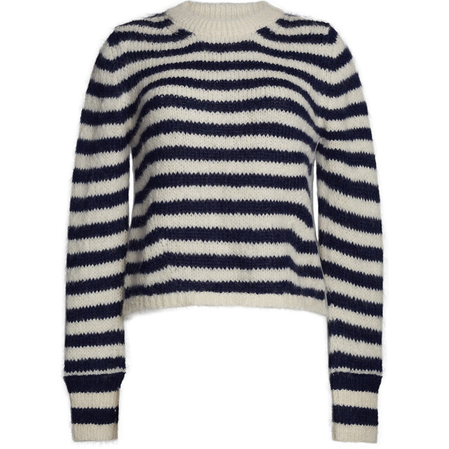 Ava Stripe Sweater, Ivory/Navy Stripe