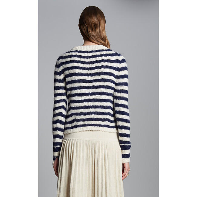 Ava Stripe Sweater, Ivory/Navy Stripe - Sweaters - 3