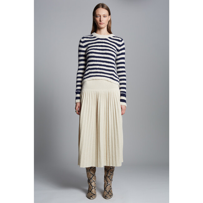 Ava Stripe Sweater, Ivory/Navy Stripe - Sweaters - 5