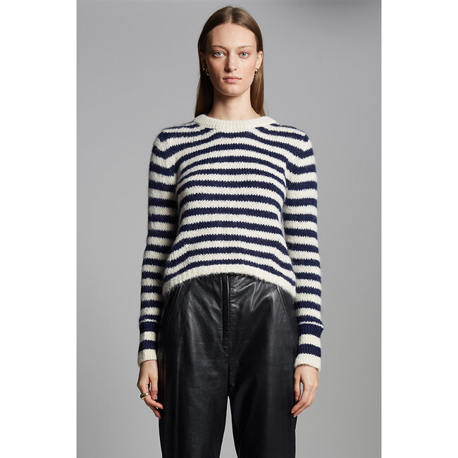 Ava Stripe Sweater, Ivory/Navy Stripe - Sweaters - 7