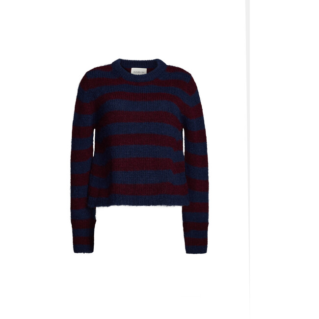 Ava Stripe Sweater, Navy/Merlot Stripe