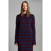 Ava Stripe Sweater, Navy/Merlot Stripe - Sweaters - 2