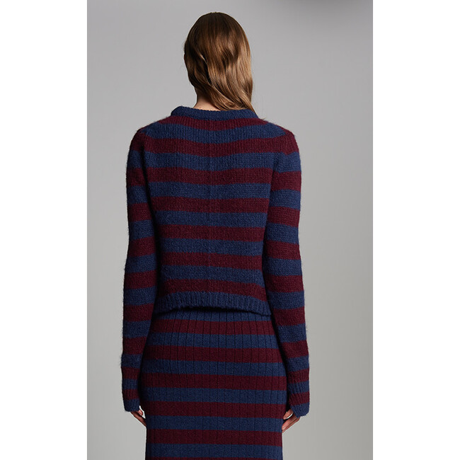 Ava Stripe Sweater, Navy/Merlot Stripe - Sweaters - 3