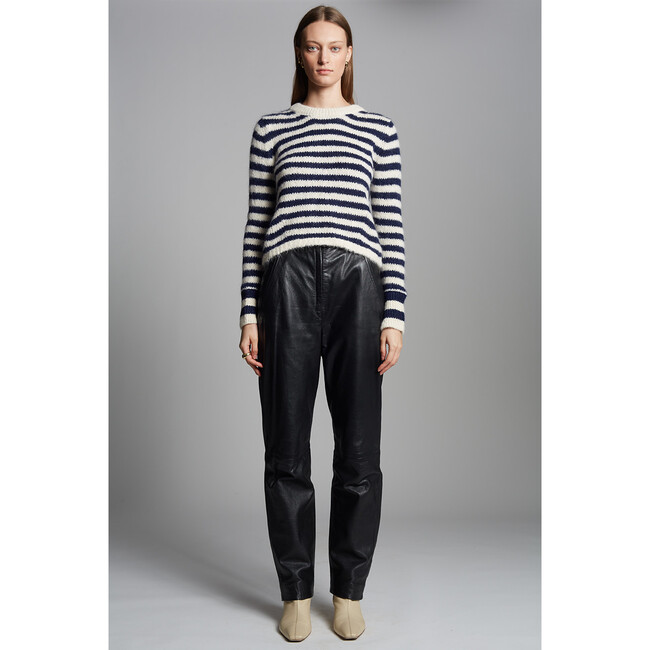 Ava Stripe Sweater, Ivory/Navy Stripe - Sweaters - 9
