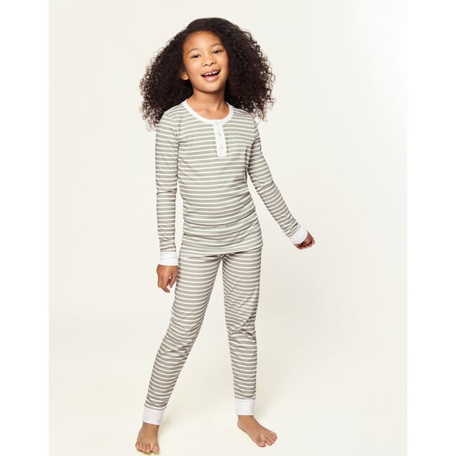 Snug Fit Pajama Set, Sage Stripe