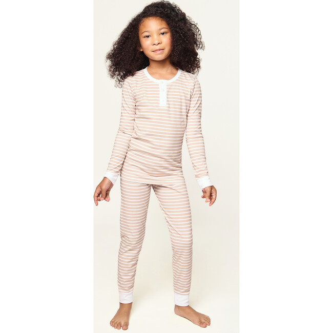 Snug Fit Pajama Set, Camel Stripe - Pajamas - 2
