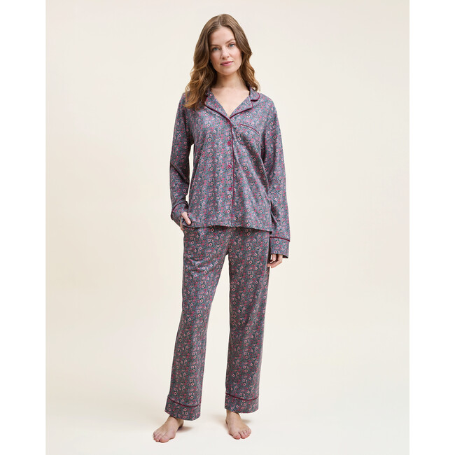 Women's Pima Cotton Pajama Set, Fleurs de Saison - Pajamas - 2