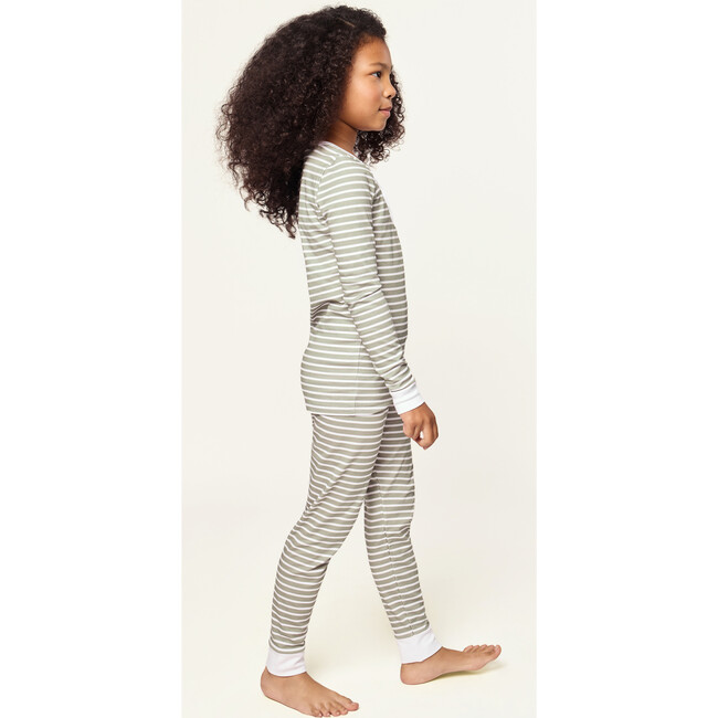Snug Fit Pajama Set, Sage Stripe - Pajamas - 4