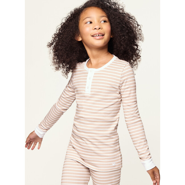 Snug Fit Pajama Set, Camel Stripe - Pajamas - 3
