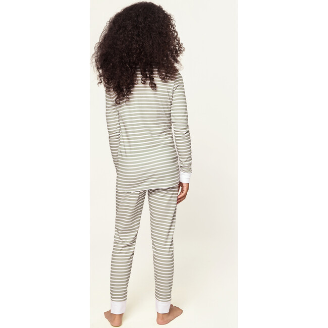 Snug Fit Pajama Set, Sage Stripe - Pajamas - 5