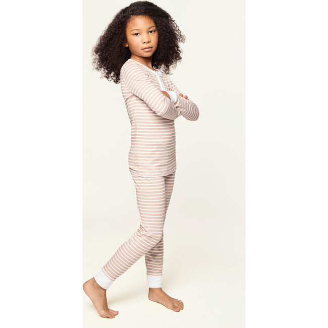 Snug Fit Pajama Set, Camel Stripe - Pajamas - 4