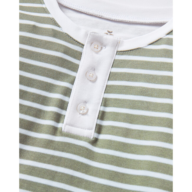Snug Fit Pajama Set, Sage Stripe - Pajamas - 6