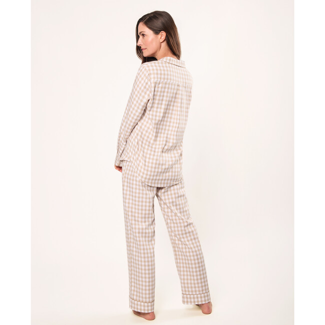 Women's Pajama Set, Camel Gingham - Pajamas - 5